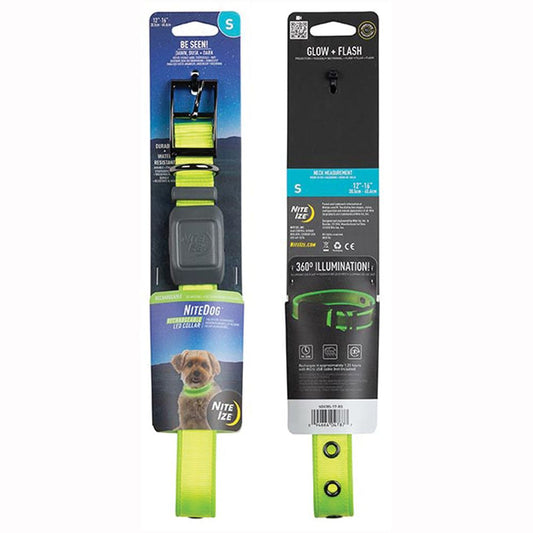 NITEDOG LED COLLAR, SM, LMGRN