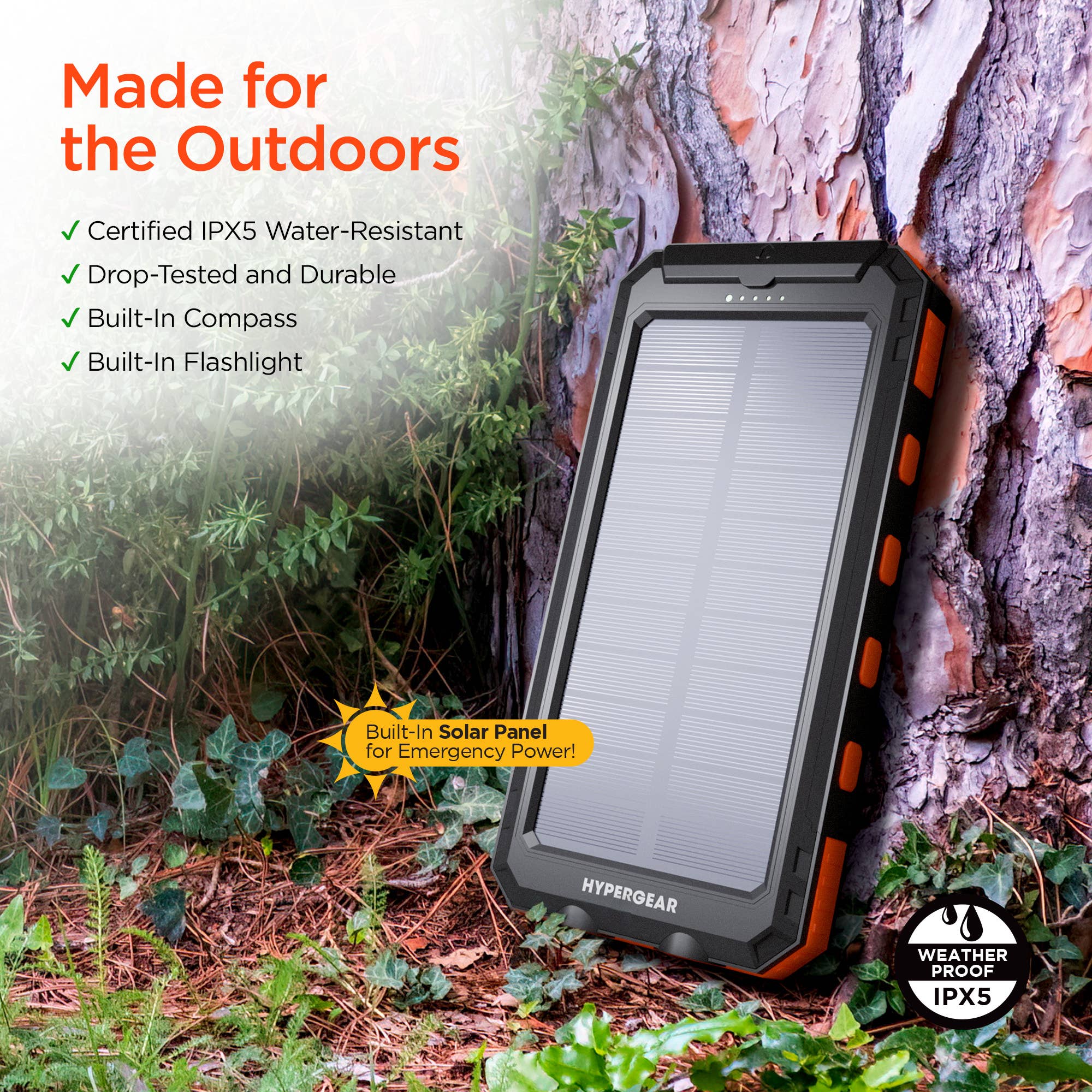 10,000mAh SolPro 10K Charge Solar Power Bank with 20W USB-C