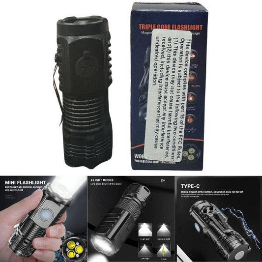 Triple Core LED 3" Tactical Flashlight - With Magnet