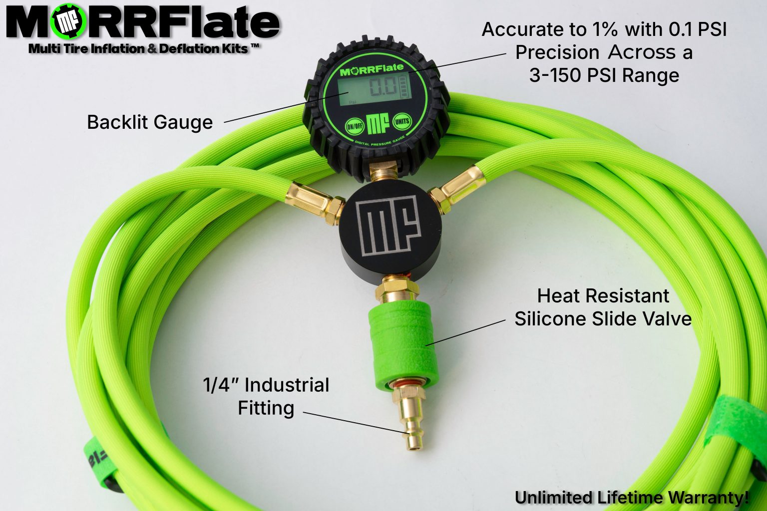 MORRFLATE BRAIDED QUAD: 4-TIRE HOSE KIT, UP TO 125" WB