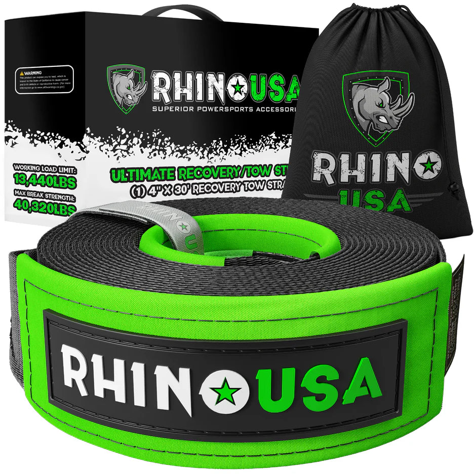 RHINO 4" X 30' TOW STRAP, BLACK