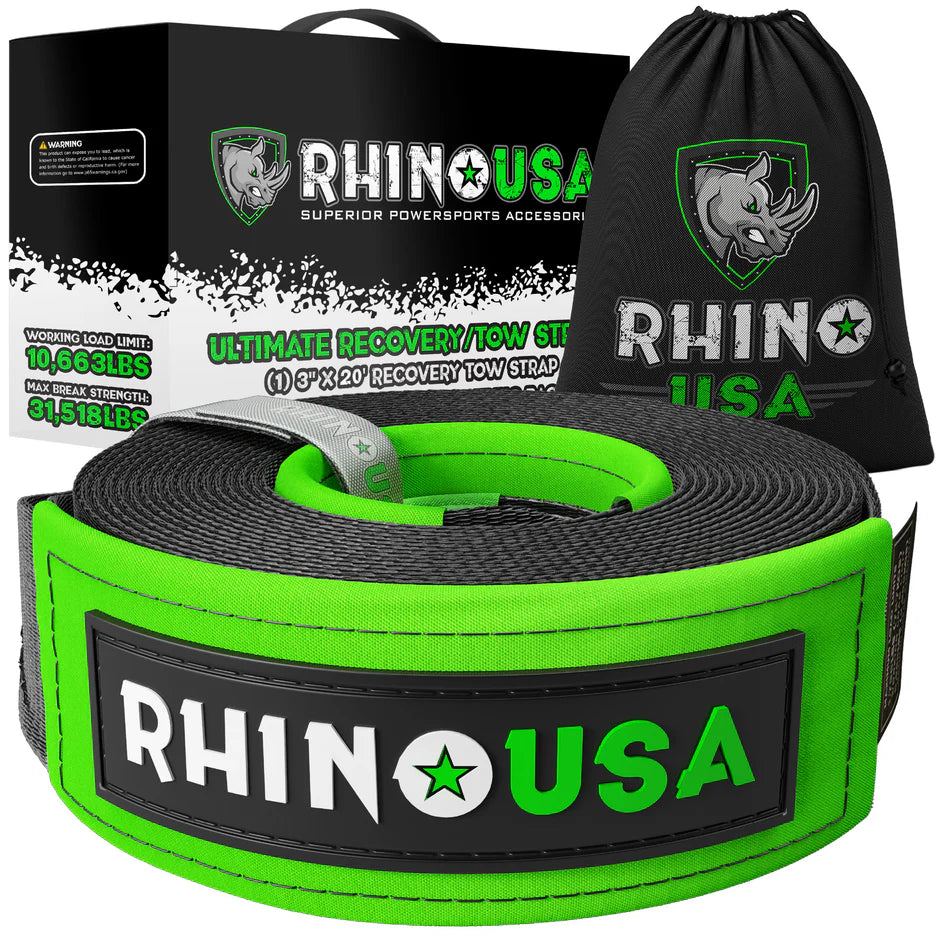 RHINO 3" X 30' TOW STRAP, BLACK