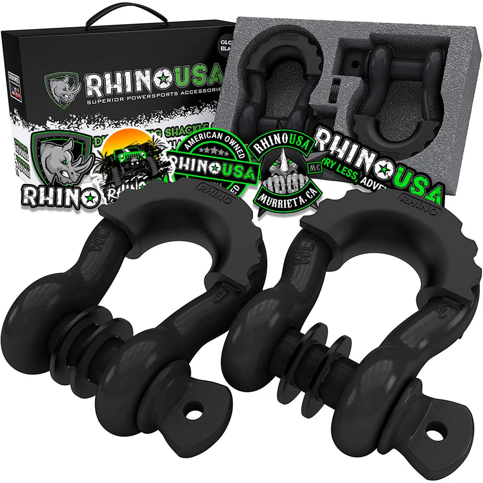 RHINO 3/4 D-RING SHACKLE SET, BLACK