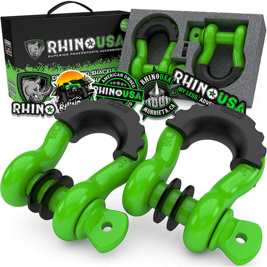 RHINO 3/4" D-RING SHACKLE SET, GREEN