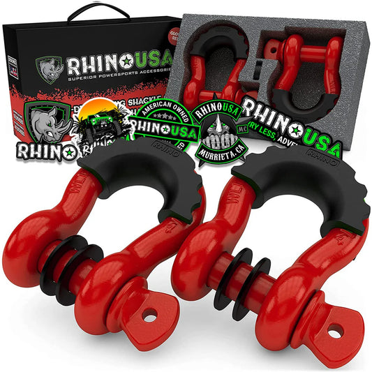 RHINO 3/4" D-RING SHACKLE SET, RED