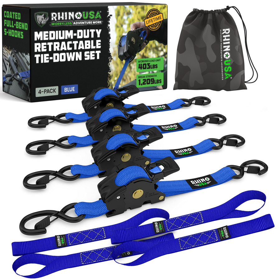 RHINO 1" X 10' RATCHET STRAPS, BLUE 4 PACK