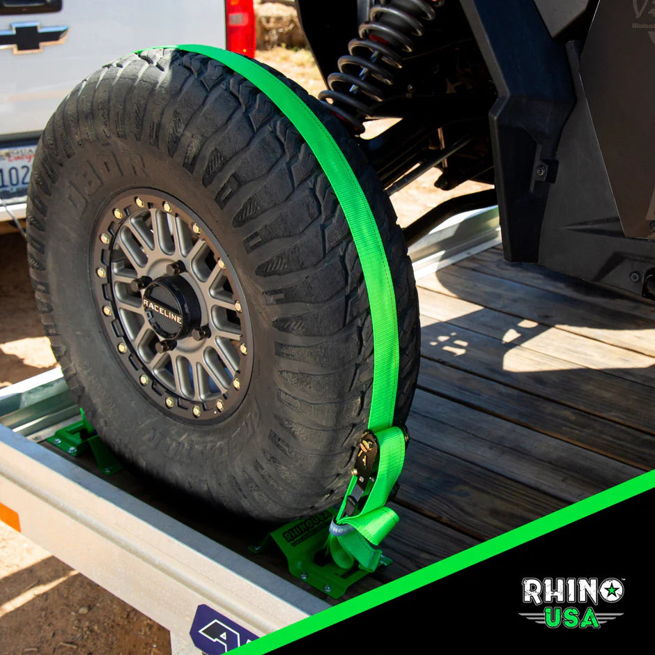 RHINO UTV WHEEL CHOCK TIE DOWN KIT, GREEN 4 TIRE